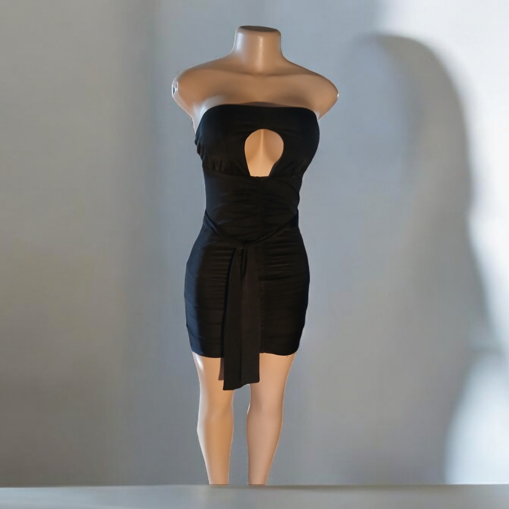 Rare black spandex bebe mini dress xs nwt